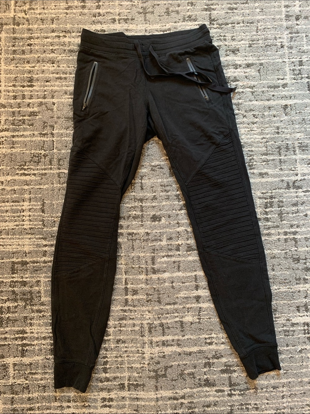 ALO Yoga Black Ribbed Panel Jogger Pants